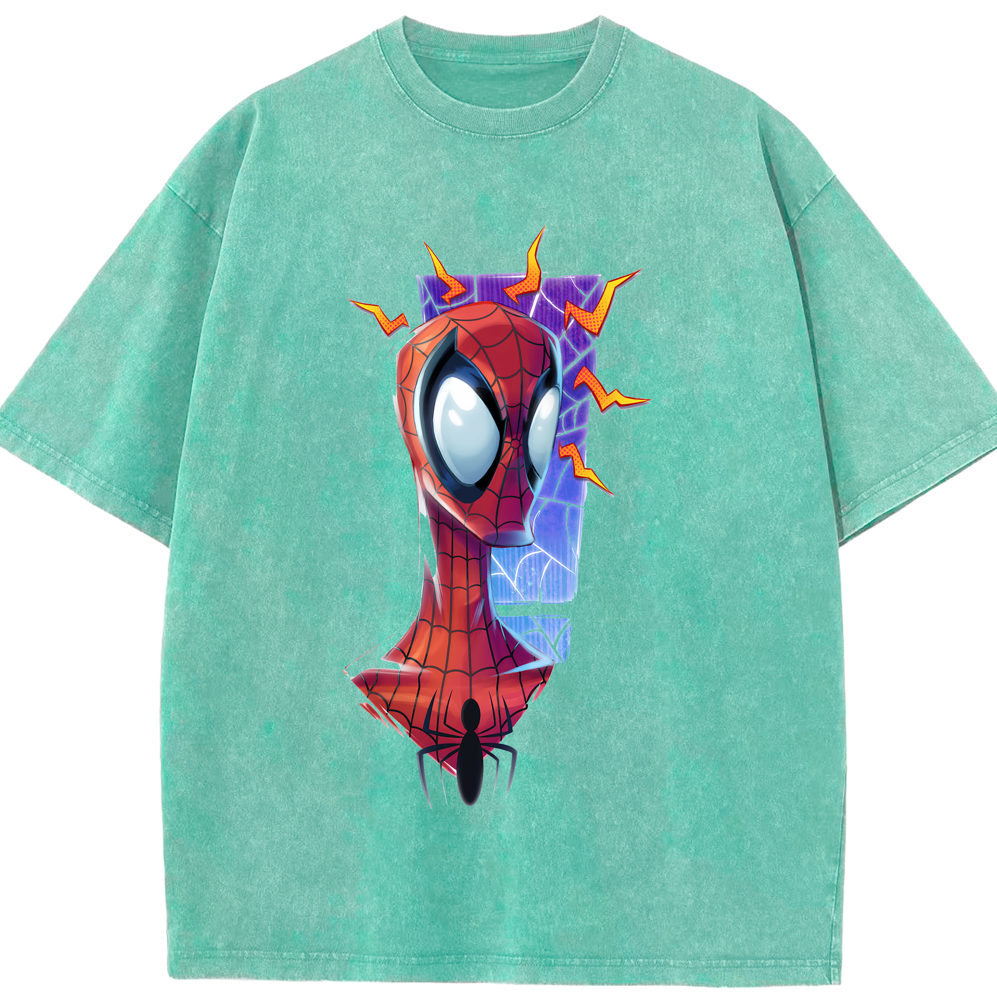 （画像用） Spider Man スパイダーマン 綿100% ヴィンテージ風 半袖Tシャツ（フロントプリント）